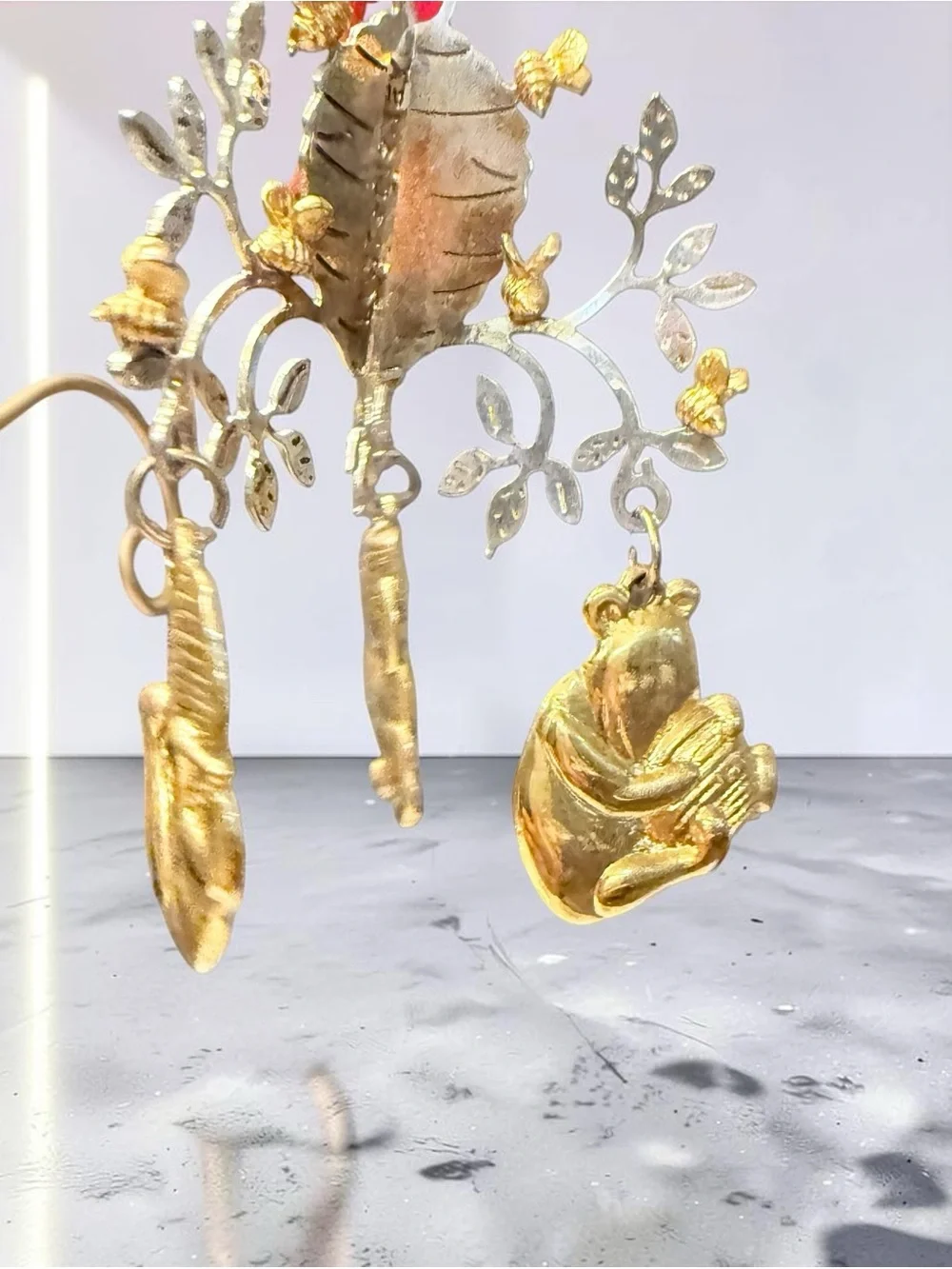 Lunt Silversmiths Pooh Mobile Christmas Ornament Gold Silver Dangle Snowflake